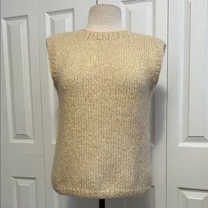 Vintage Wool-Mohair Blend Cream Sleeveless Knit Sweater